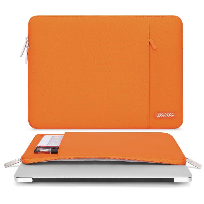 MOSISO Laptop Sleeve Bag Compatible with MacBook Air/Pro  13-13.3 inch Notebook  Compatible with MacBook Pro 14 inch M3 M2 M1 Chip Pro Max 2024-2021  Polyester Vertical Case with Pocket  Orange - Image 2